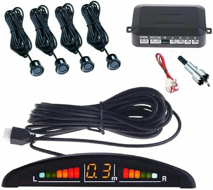 DRIWEI KIT 4 BLACK PARKING SENSORS LED DISPLAY ACOUSTIC BUZZER DR PCL-6082