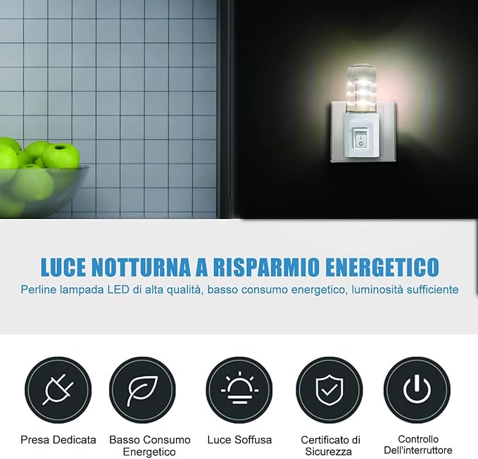 EXTRASTAR Retro Switch LED Night Light with Plug and Play for Children's Room, Living Room, Hallway, Bathroom, Kitchen, Stairs, Night Light, Cool White