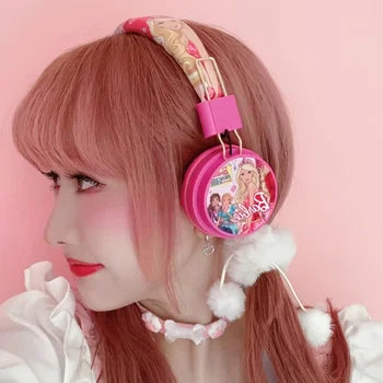 Barbie wireless Bluetooth headphones y2k 3D stereo headset ladies head mounted Bluetooth music headset Christmas gift
