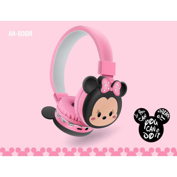 Cartoon image wireless bluetooth headset Handsfree Support SD Card Mic Stereo Sound Earphone Earbuds