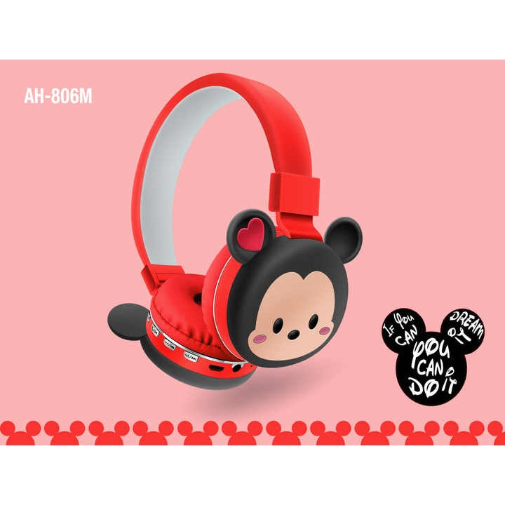 Cartoon image wireless bluetooth headset Handsfree Support SD Card Mic Stereo Sound Earphone Earbuds