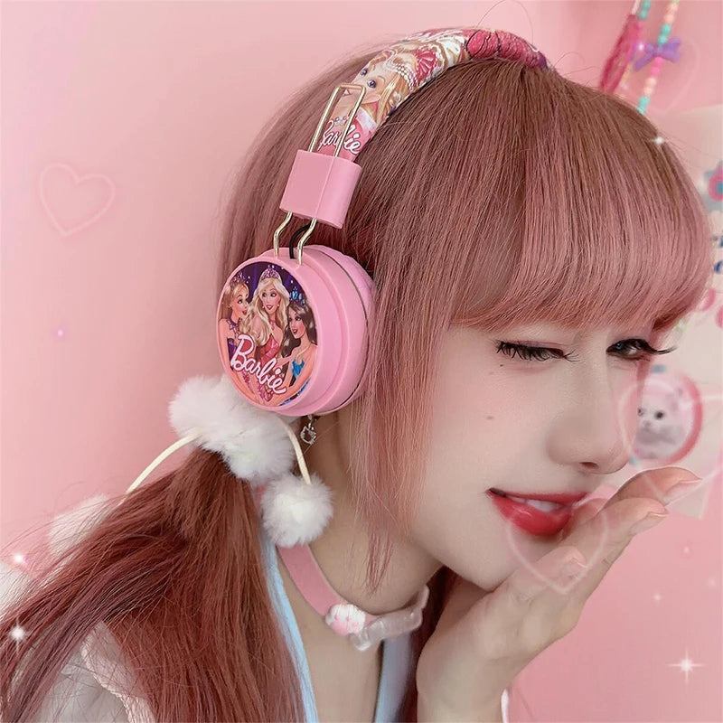 Barbie wireless Bluetooth headphones y2k 3D stereo headset ladies head mounted Bluetooth music headset Christmas gift