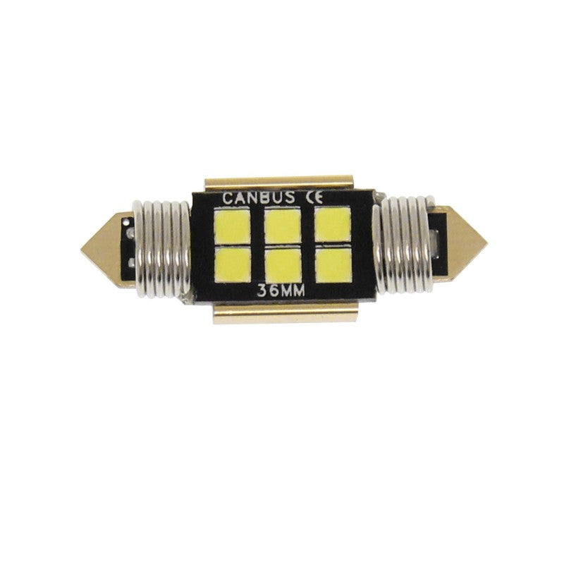 C5W LED ceiling light bulb 36mm 12V Canbus 6 SMD cool white 6500K 2 Pieces