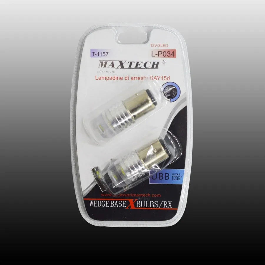 MAXTECH - Stop Light Bulbs Bay15d 12v / 3led Ultra Bright Bulbs Maxtech L-p034