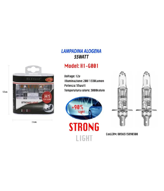 Maxtech Halogen Car Bulbs H1 55 Watt Warm Light Replacement 12v Maxtech H1-g001