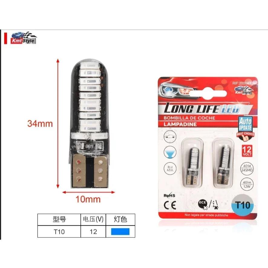 Set of Side Indicator-Dial-License Plate-Door Lamps LED T10 4014 1.2W 12V Blue 2000430