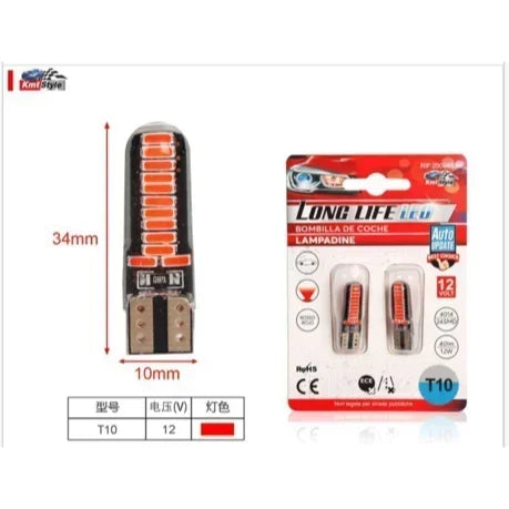 Set of Side Indicator-Dial-License Plate-Door Lamps LED T10 4014 1.2W 12V Red 2000431