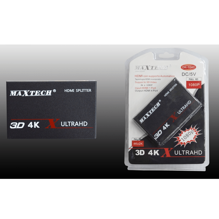 MAXTECH DK-104C HDMI Splitter 4-Port Full HD 1080p for TV PS3 Xbox 3D 4K MaxTech DK-104