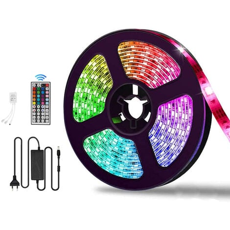 DRIWEI 5M 5050 RGB LED Strip with Adhesive, 65W, Remote Control, 12V Power Supply, Model T-B0245