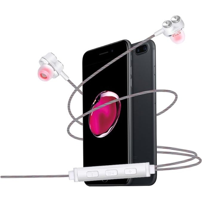 EXTRASTAR Handsfree Earphones Dual Dynamic Drivers Headphones in-Ear Earbuds with Metallic Mic & Volume Control Compatible with iPad, Android, Smartphones, Tablets, MP3 Players