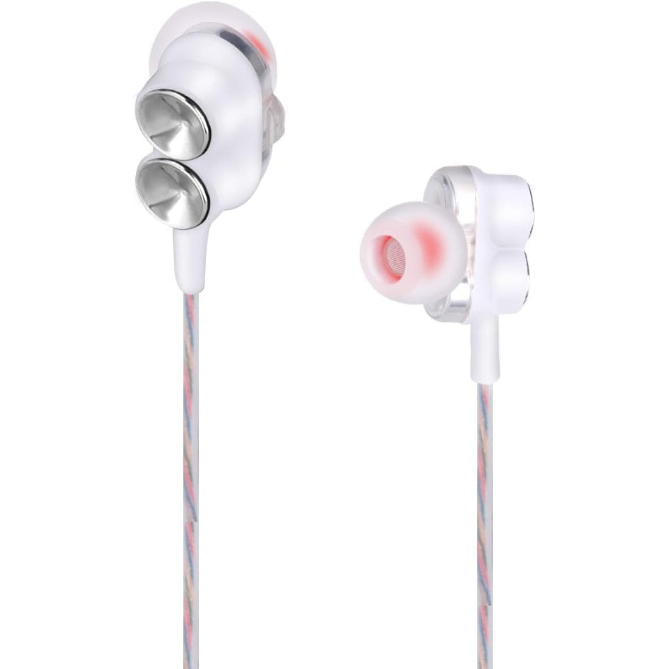 EXTRASTAR Handsfree Earphones Dual Dynamic Drivers Headphones in-Ear Earbuds with Metallic Mic & Volume Control Compatible with iPad, Android, Smartphones, Tablets, MP3 Players