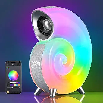 New Conch Music Light, Desktop Smart Speaker Atmosphere Light, Alarm Clock Wake Up Light, Symphony Dynamic Smart Night Light Table Lamp, APP Control Light Adjustment with 2000mAh Battery