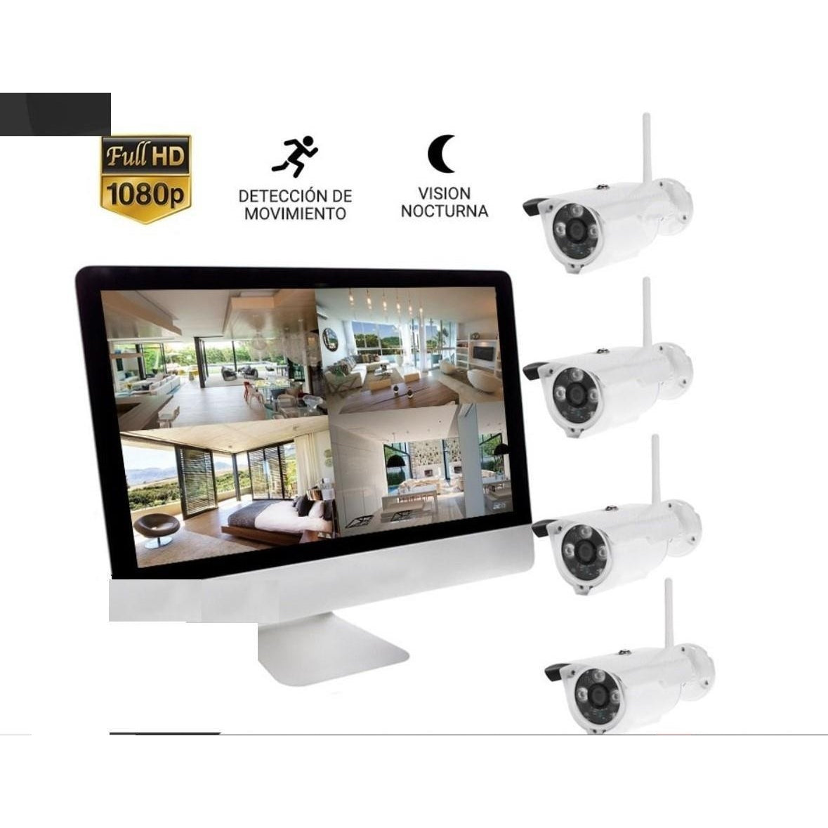 JORTAN - 4 camera system, wi-fi weatherproof kit , CCTV NVR kit & Mobile Viewing with wireless monitor