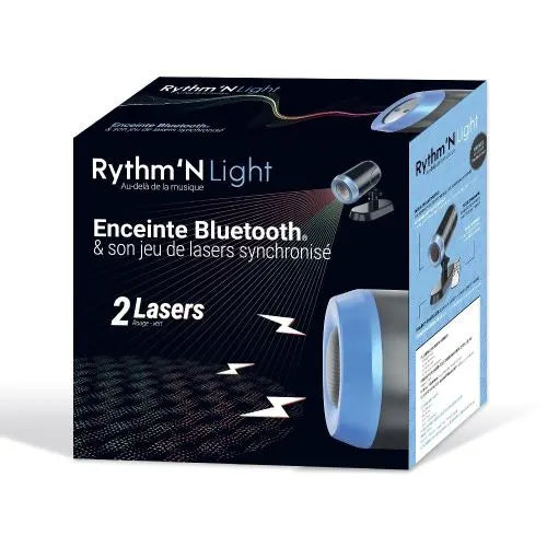 Bluetooth Speaker, Rythm'N Light RGB Synchronized Light Projector, Set of 2 Lights Red, Green with Remote Control