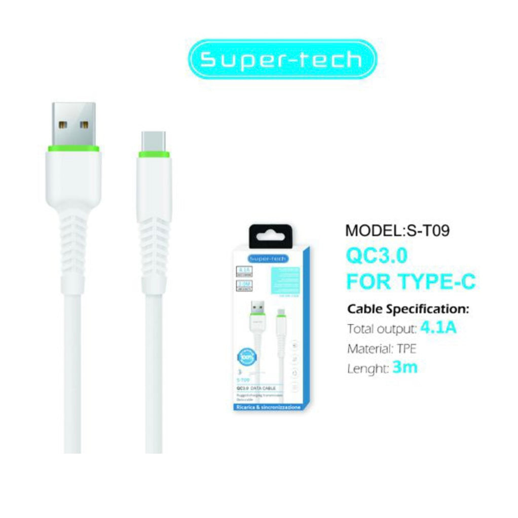 SUPER TECH - Cable Super Charger & Data transfer, 4.1 A, USB - TYPE C