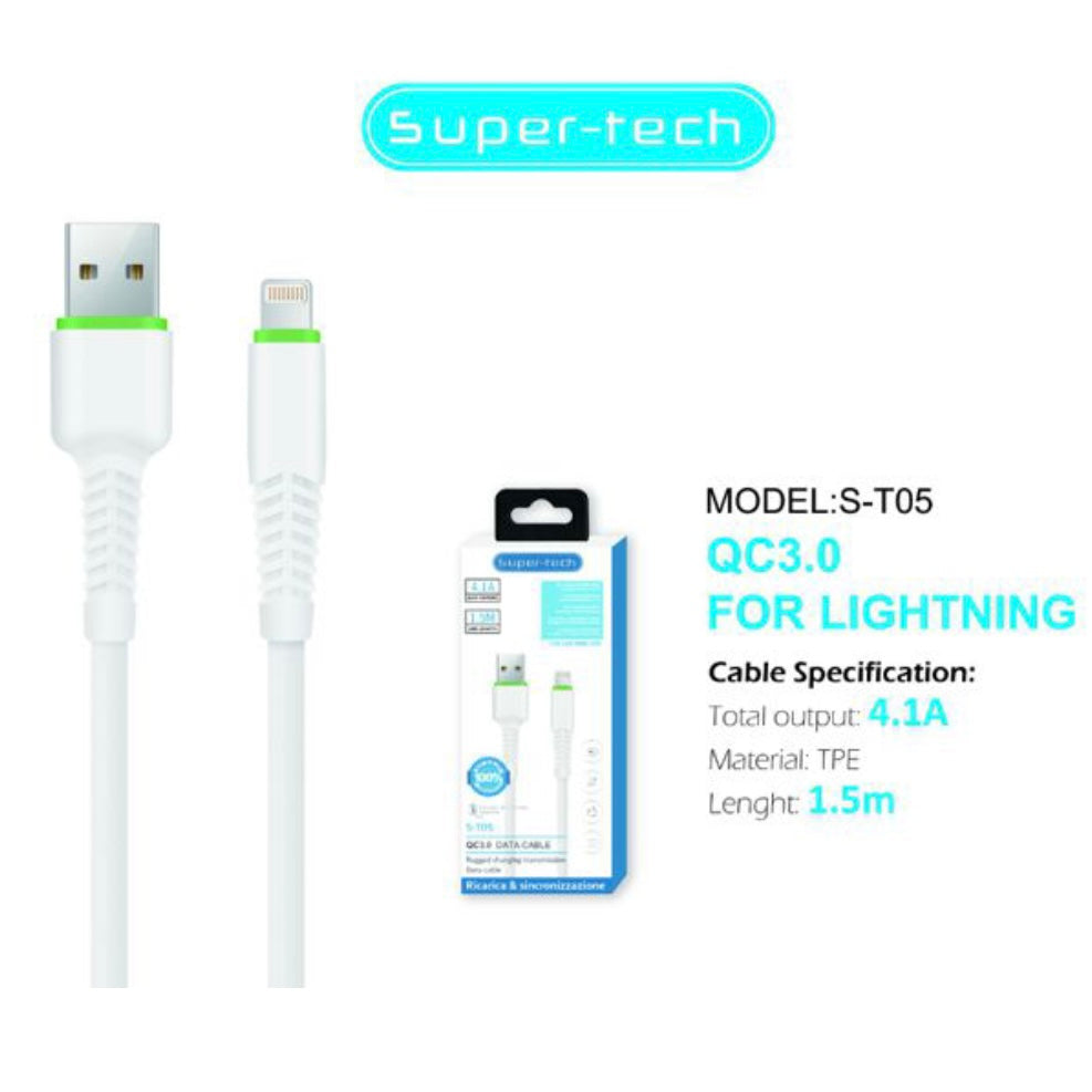 SUPER TECH - Cable Super Charger & Data transfer, 4.1 A, USB - LIGHTING IPHONE