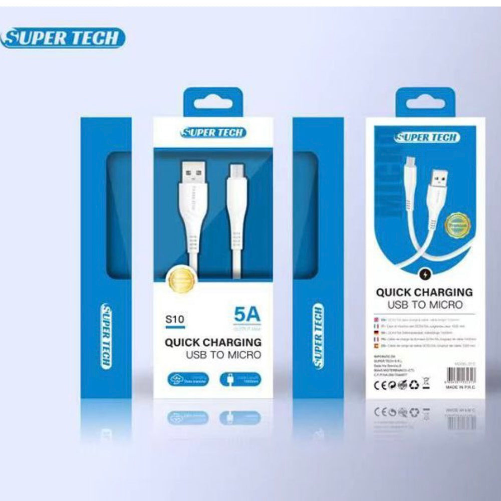 SUPER TECH - Cable Super Charger & Data transfer, 5A, USB - MICRO USB