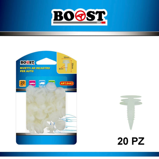 BOOST - snap-in rivets for cars 20x30x8mm 20pcs