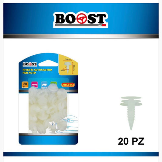 BOOST - snap-in rivets for cars 20x40x8mm 20pcs