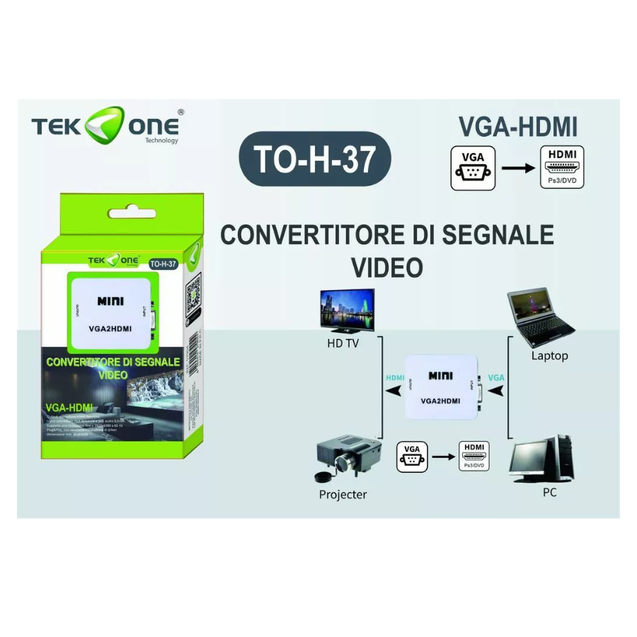 TEKONE TO-H-37 VGA to HDMI Video Signal Converter Adapter