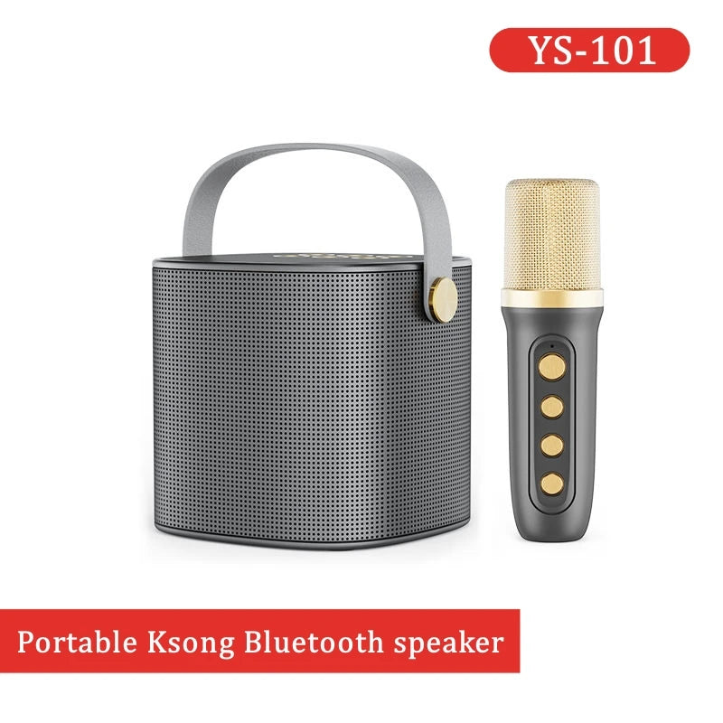 Multi Color Wireles Handle Bluetooth Speaker Singing Music Studio Microphone Portable Kids Karaoke Sound Box Mini Subwoofer