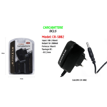 MAXTECH CA-S002 - Battery Fast Charger FAST CHARGER DC 2.5 MM 5VOLT-2000MA 10WATT