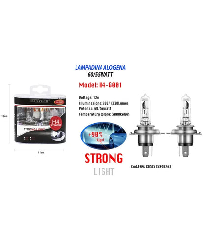 Maxtech - Car Bulbs H4 60/55w 12v White Light Halogen Replacement H4-b001