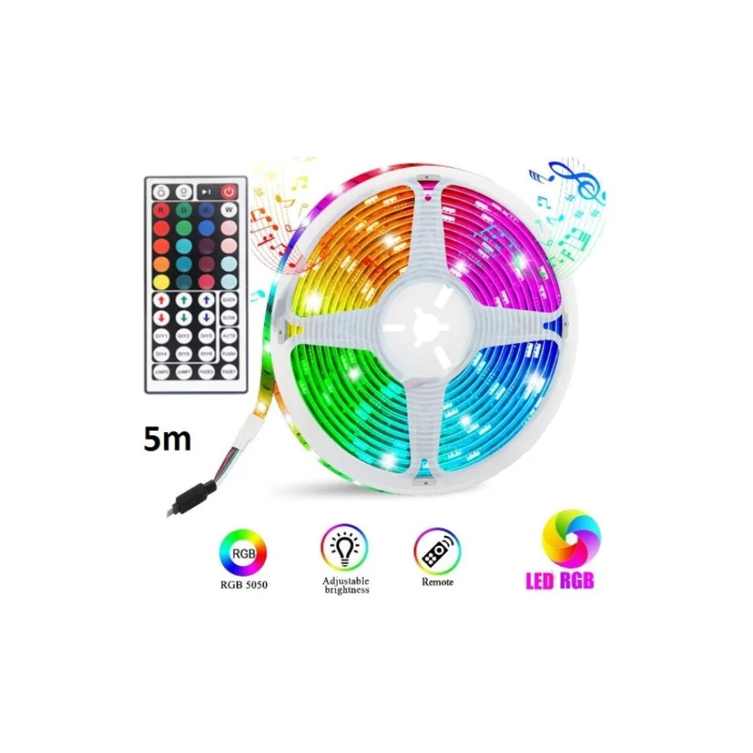 ANDOWL - Waterproof LED RGB 5M with power supply and remote control 12V Q -DT55 – LED Strip Lights