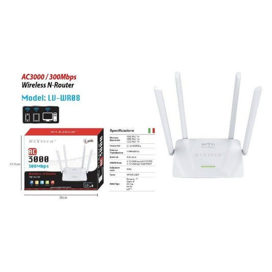 MAXTECH LV-WR08 - 300Mbps Wi-Fi Range Extender