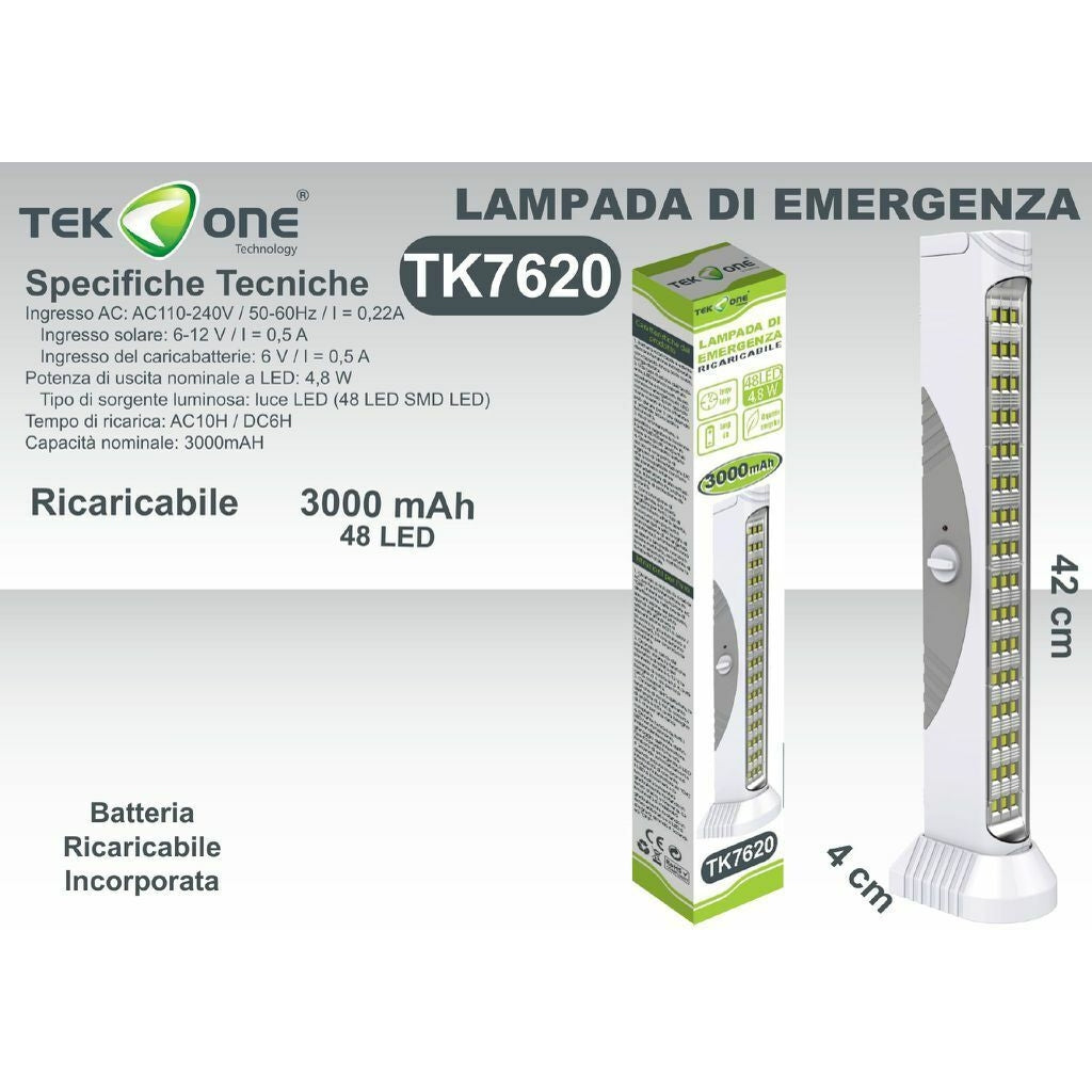 TEKONE TK7620 Rechargeable Emergency Light 3000mah 48 LED hsb