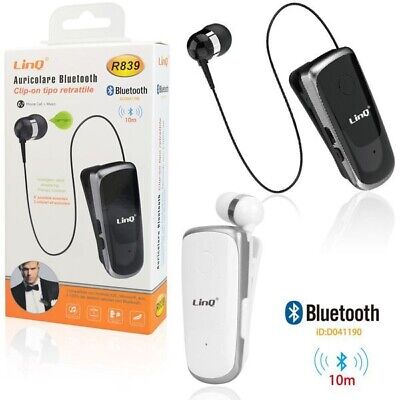 Linq R839 Retractable Clip-on Stereo Bluetooth Earphone